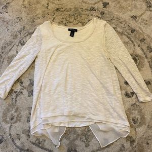 White House Black Market White Long Sleeve Blouse Size Small